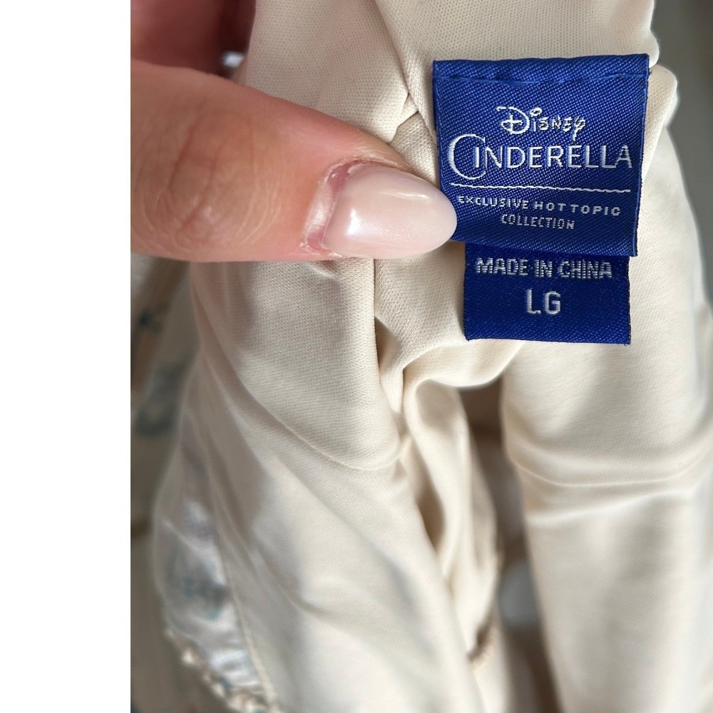 Disney Cinderella Corset Dress Blue Cream Pinstripe Filigree Large - Picture 5 of 8